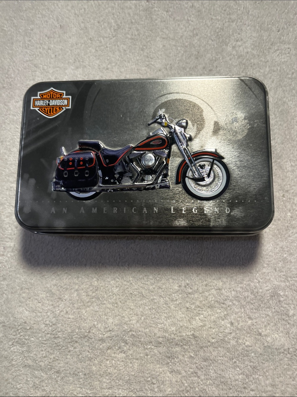 Harley-Davidson Black & Orange Motorcycle Tin Keepsake
